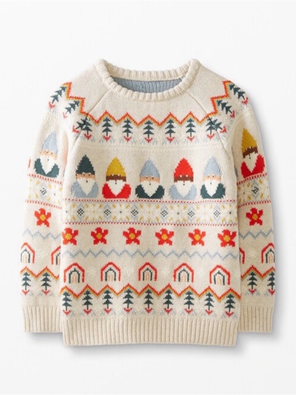 Boys size 4 Hanna Andersson Nordic Knit Sweater with Colorful Gnome Motif